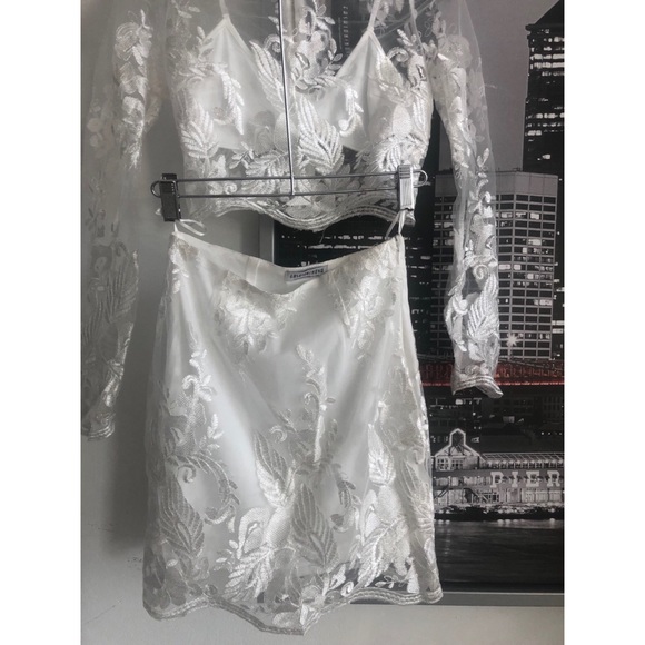 Fashion Nova white lace, 2 piece set - Picture 2 of 6